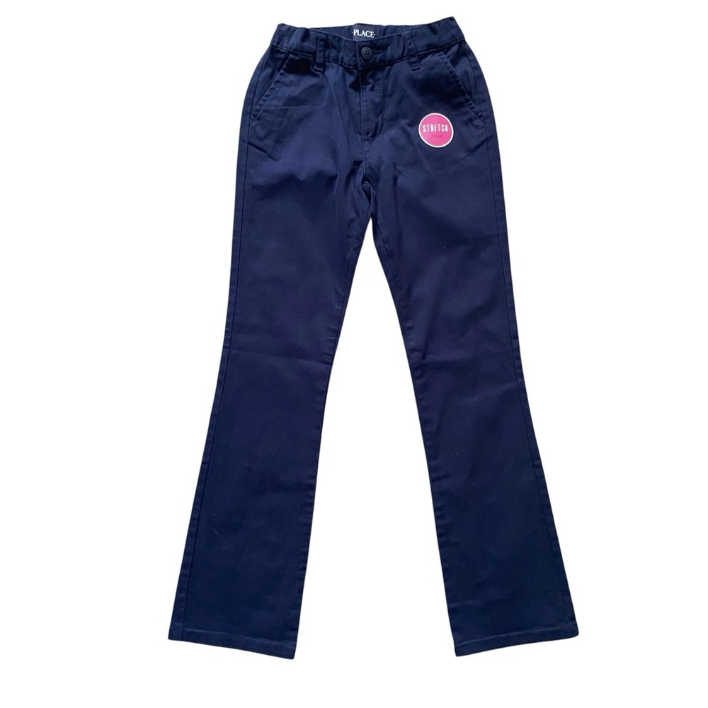 Place Chino Pants Girl 10 Slim Navy Stretch Straight Adjustable Waist School